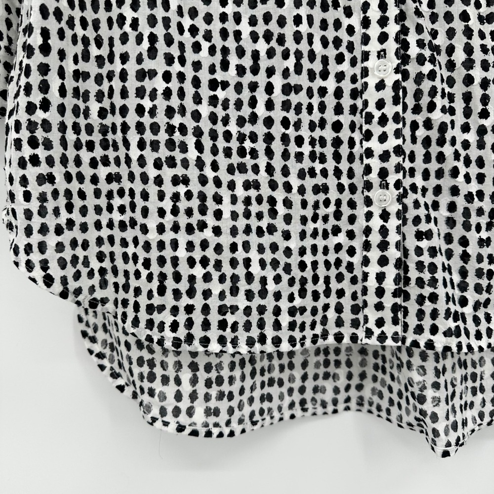 Chico's Button Down White with Black Dots 3/4 Sleeve‎ Lightweight Shirt Sz Large - Picture 5 of 10
